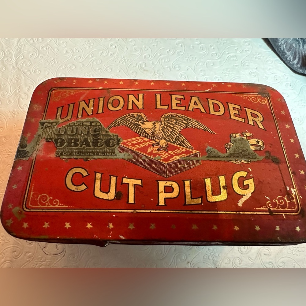 Vintage UNION LEADER CUT PLUG tobacco chew box